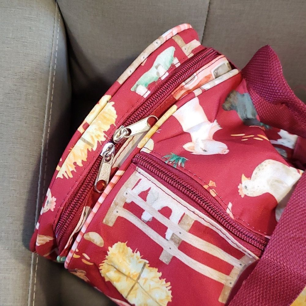 Cute Canvas Farm Animal Duffle Bag -  20" x 9" and 12" High - Picture 6 of 7
